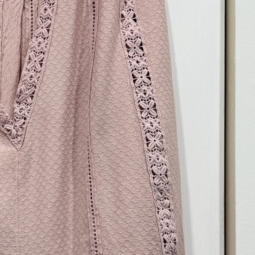 Free People Mean it Romper oversized crochet deep V-neck dusty rose size XS - Picture 12 of 14
